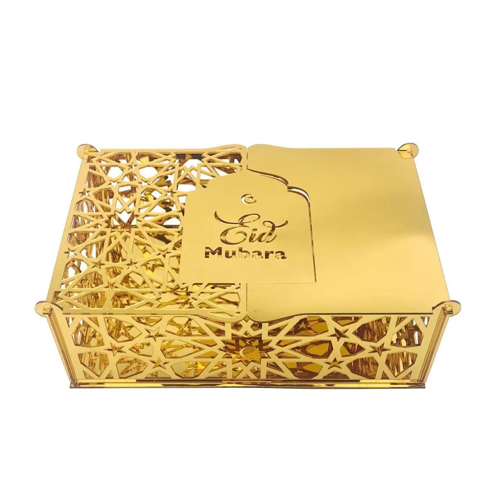 Luxuriöse Goldene Acryl Bonbon- und Aufbewahrungsbox – Elegante Ramadan & Festtagsdekoration