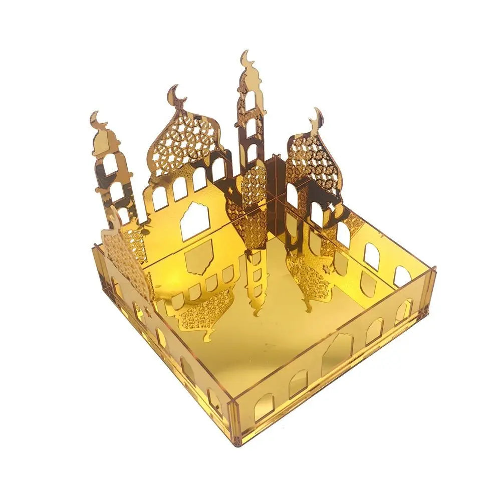 Luxuriöse Goldene Acryl Bonbon- und Aufbewahrungsbox – Elegante Ramadan & Festtagsdekoration