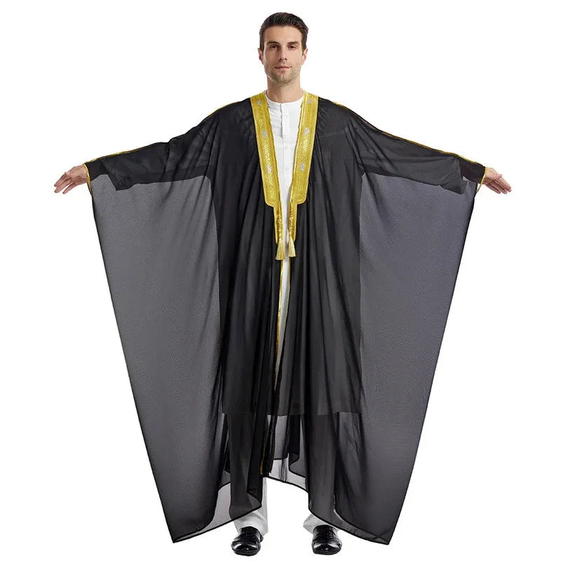 Traditionelle Arabische Männer-Bisht – Leichtes, Elegantes Übergewand mit Goldverzierung