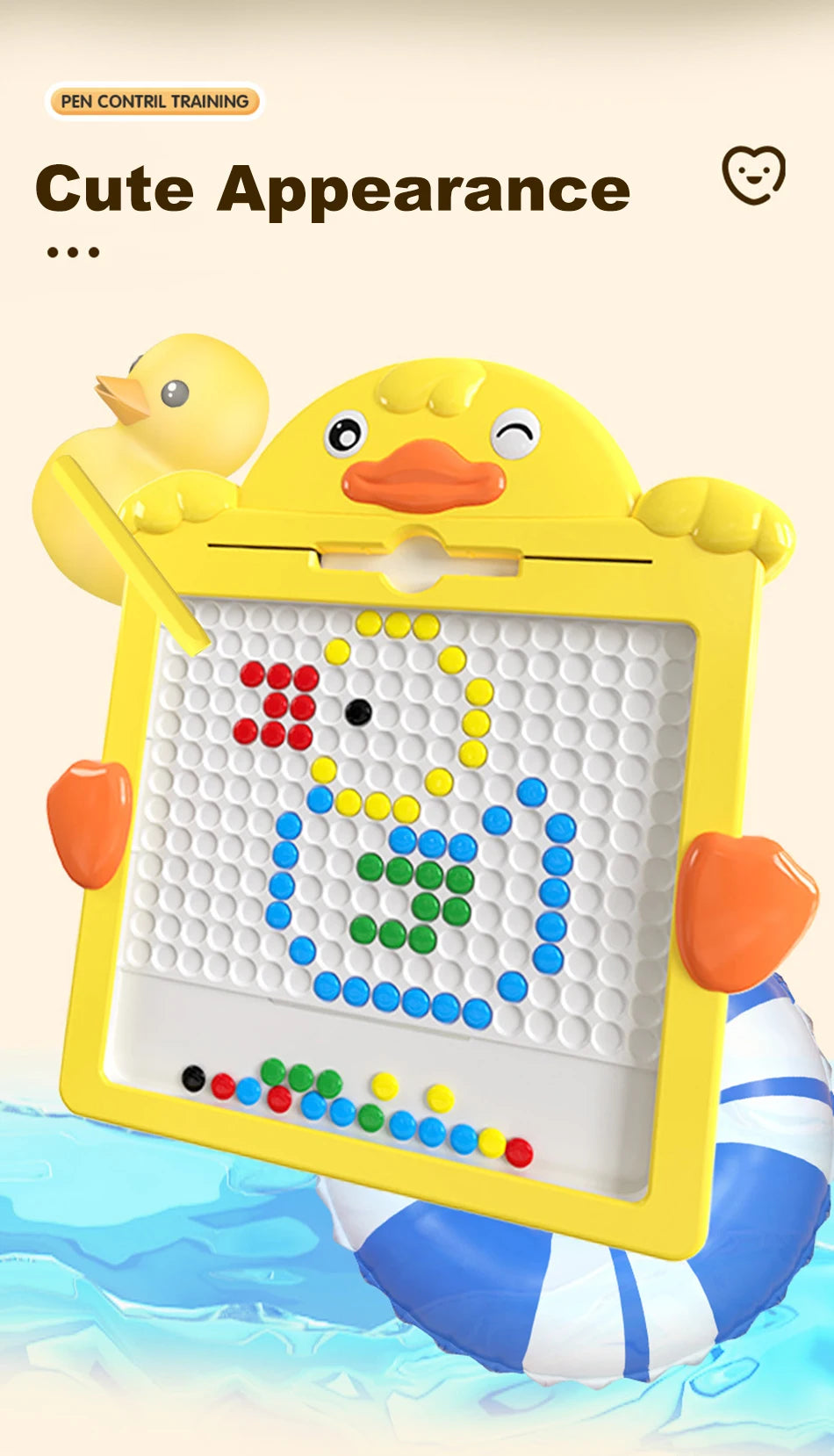 Magnetische Zeichen- und Mosaiktafel für Kinder – Ente Design