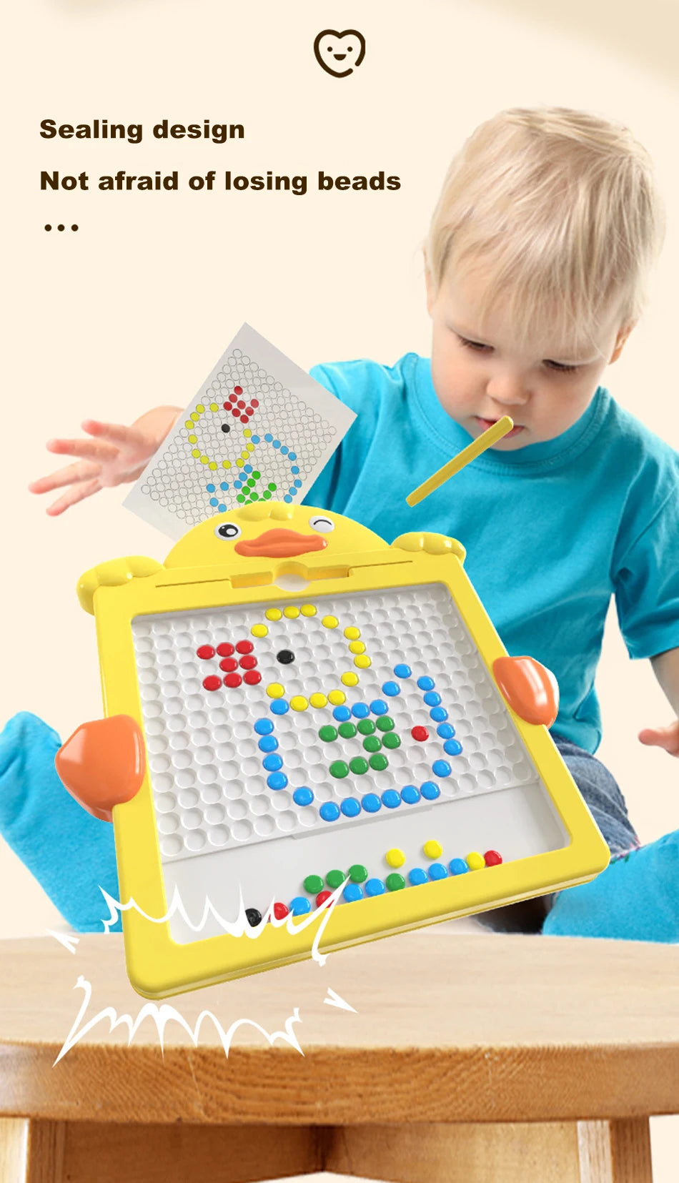 Magnetische Zeichen- und Mosaiktafel für Kinder – Ente Design