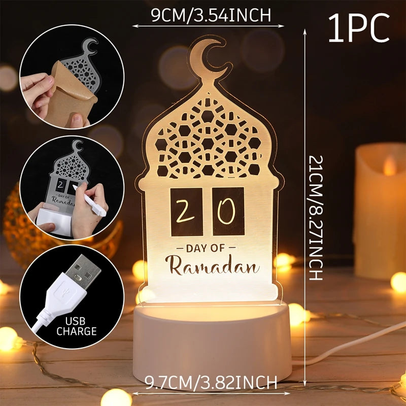 Edle Ramadan & Eid Acryl-Dekorationen – LED Tischleuchten & Deko-Ständer