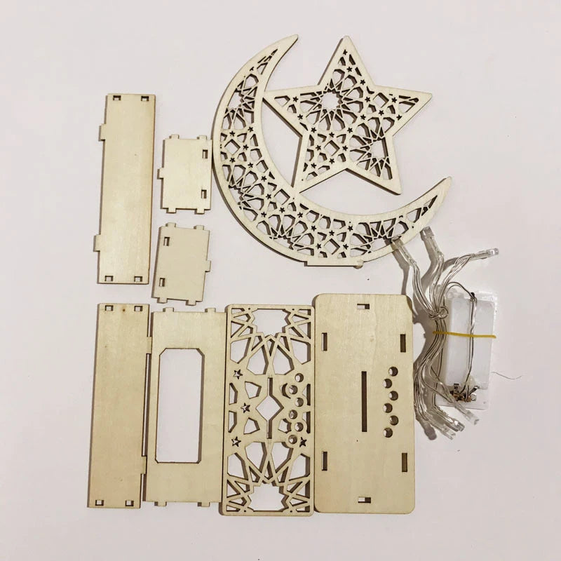 Wooden LED Lamp – Islamic Ramadan & Eid Table Ornament