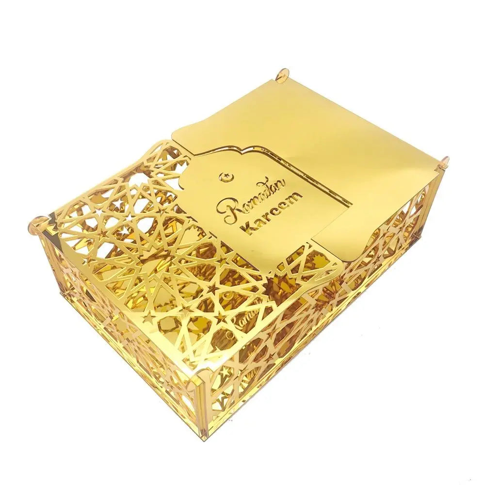 Luxuriöse Goldene Acryl Bonbon- und Aufbewahrungsbox – Elegante Ramadan & Festtagsdekoration