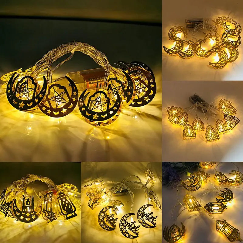 LED Lichterkette – Mond & Laterne Ramadan Dekoration, Warmweiß