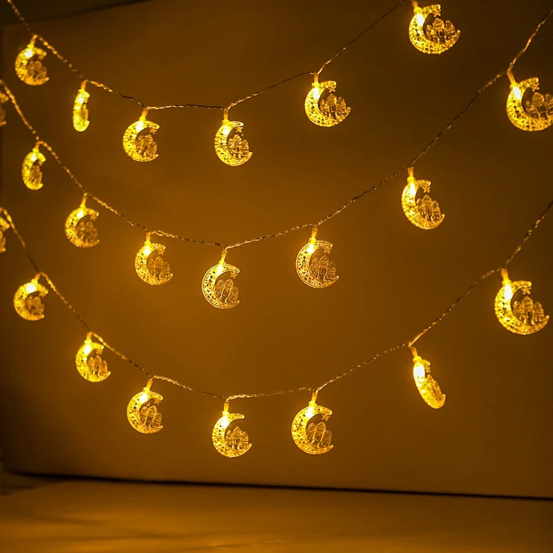 LED Lichterkette Stern & Mond – Batteriebetrieben, Warmweiß oder Bunt