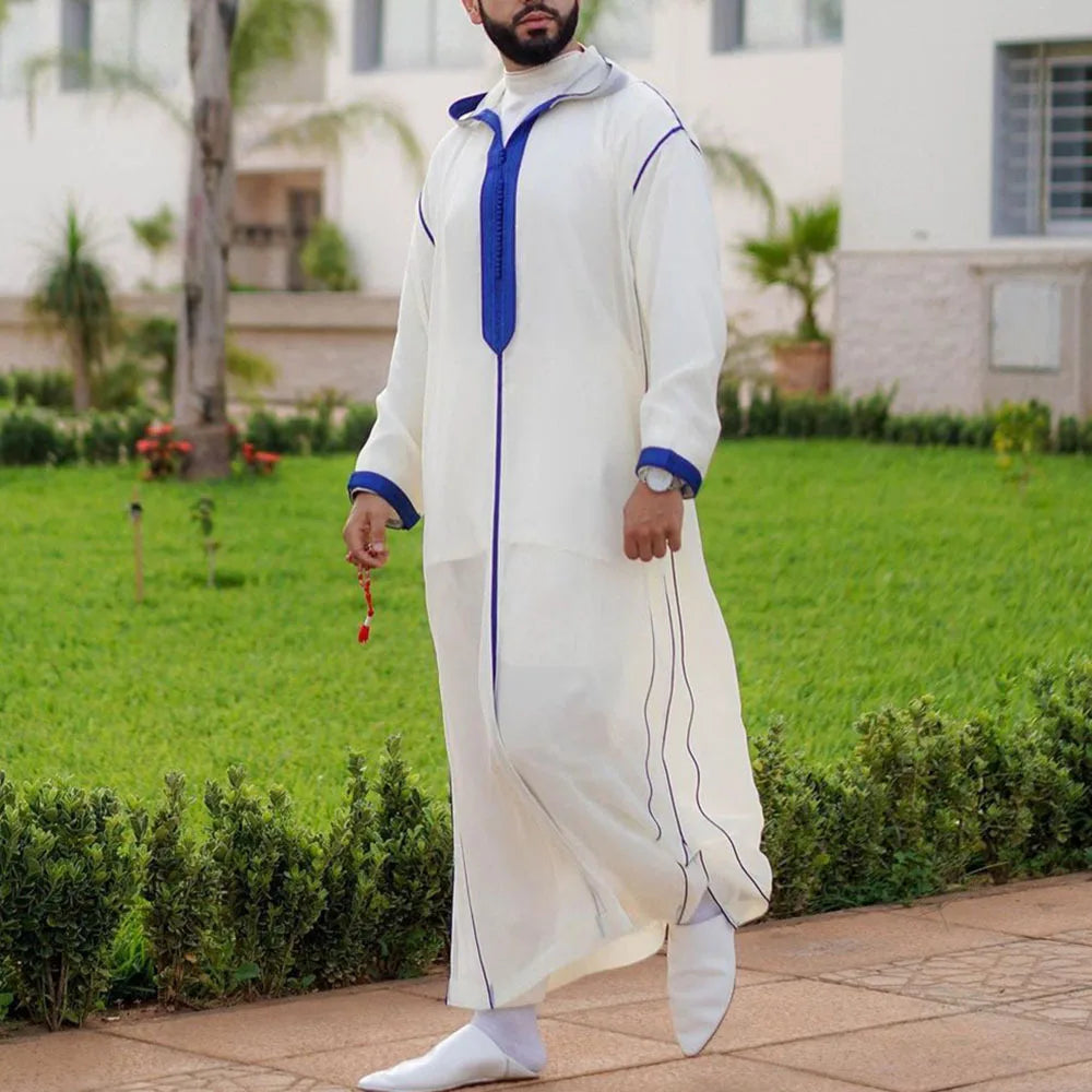 Eleganter Marokkanischer Kaftan für Herren – Lockerer Schnitt mit Traditionellem Stickmuster