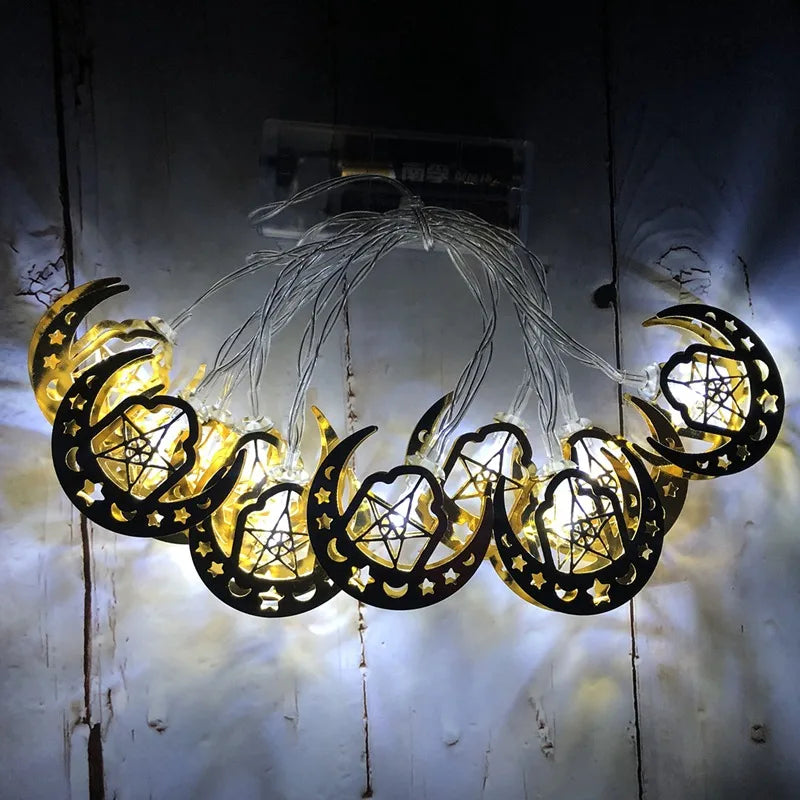 LED Lichterkette – Mond & Laterne Ramadan Dekoration, Warmweiß