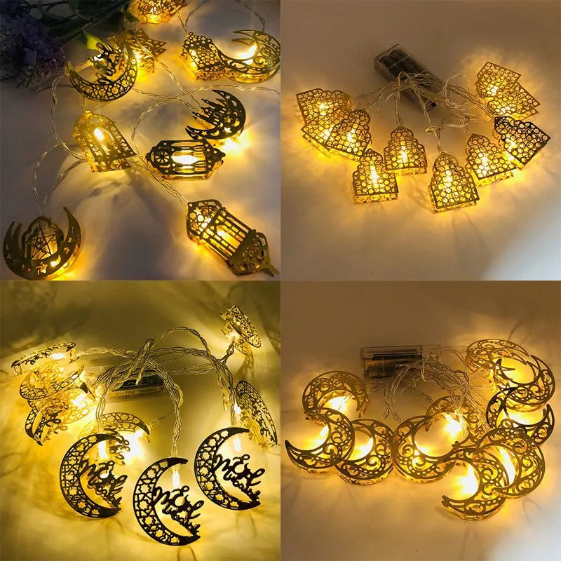 LED Lichterkette – Mond & Laterne Ramadan Dekoration, Warmweiß