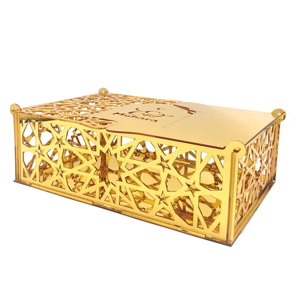 Luxuriöse Goldene Acryl Bonbon- und Aufbewahrungsbox – Elegante Ramadan & Festtagsdekoration