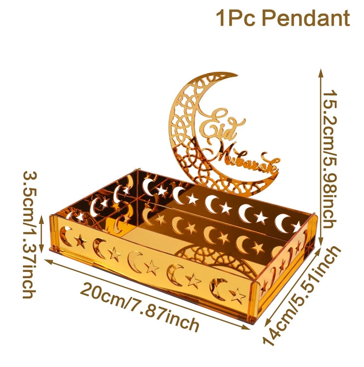 Elegant Eid & Ramadan Tray – Acrylic Decor Plate for Table Centerpieces