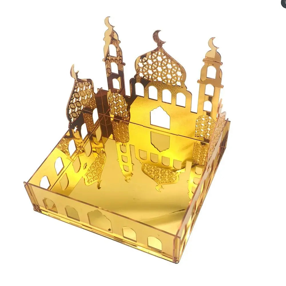 Luxuriöse Goldene Acryl Bonbon- und Aufbewahrungsbox – Elegante Ramadan & Festtagsdekoration