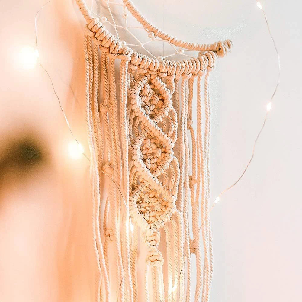 Boho Wandbehang aus Baumwolle – Handgefertigter Makramee Traumfänger