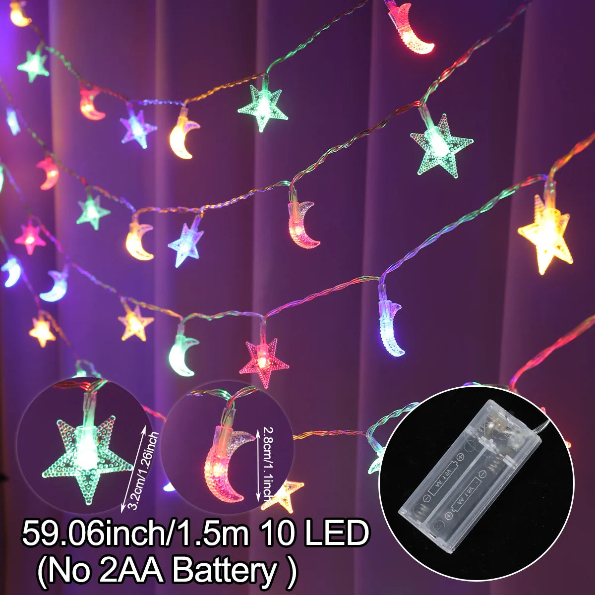 LED Lichterkette – Mond & Laterne Ramadan Dekoration, Warmweiß