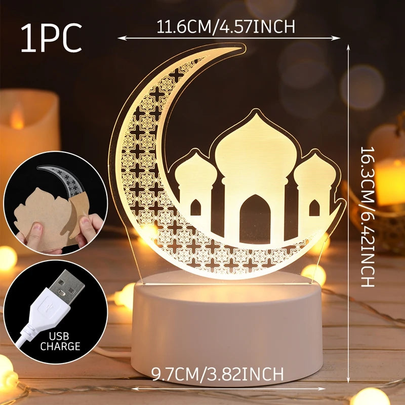 Edle Ramadan & Eid Acryl-Dekorationen – LED Tischleuchten & Deko-Ständer
