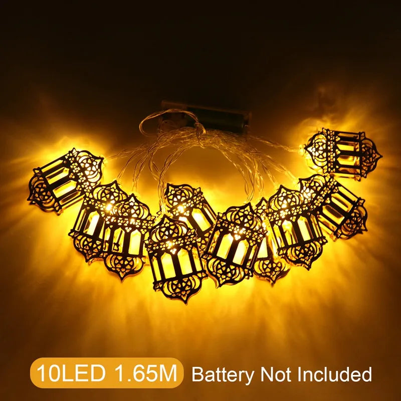 LED Lichterkette – Mond & Laterne Ramadan Dekoration, Warmweiß