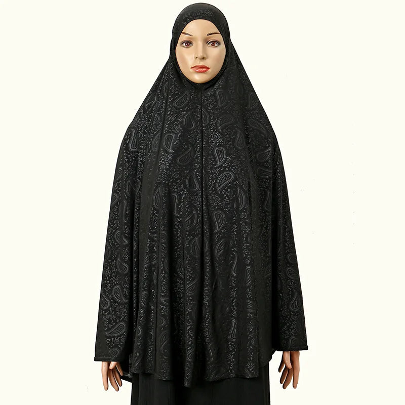 Bequemer Einteiler-Hijab mit elegantem Paisley-Muster – Ideal zum Beten & für den Alltag