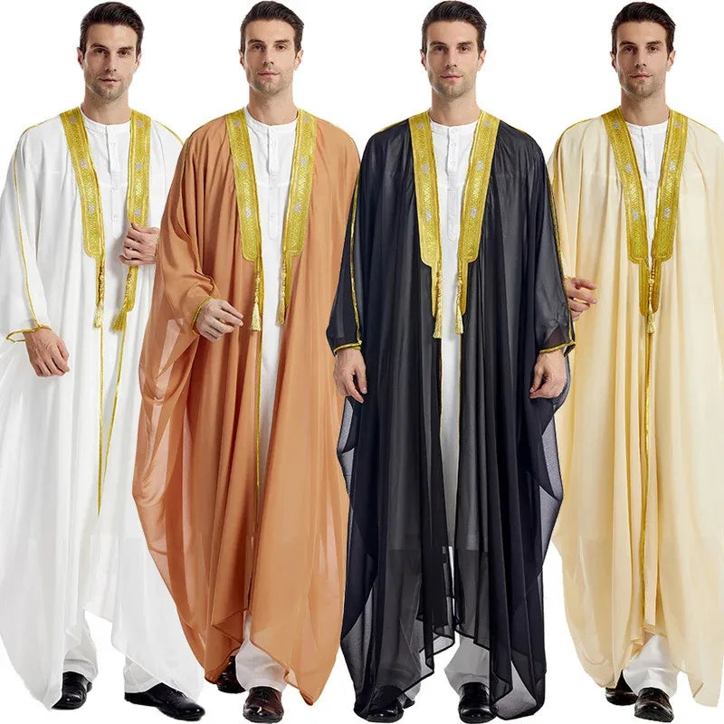 Traditionelle Arabische Männer-Bisht – Leichtes, Elegantes Übergewand mit Goldverzierung