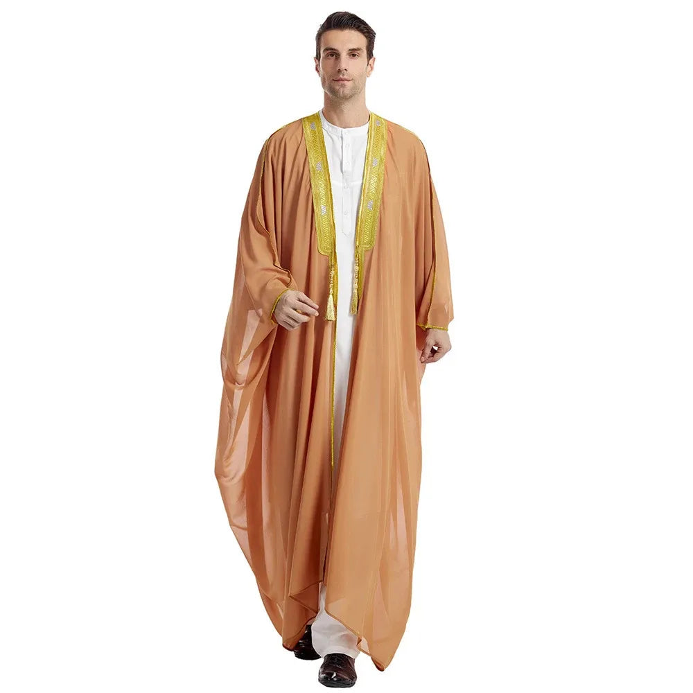 Traditionelle Arabische Männer-Bisht – Leichtes, Elegantes Übergewand mit Goldverzierung