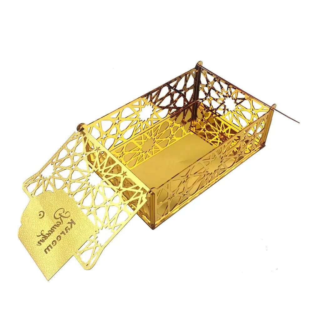 Luxuriöse Goldene Acryl Bonbon- und Aufbewahrungsbox – Elegante Ramadan & Festtagsdekoration