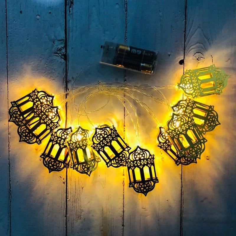 LED Lichterkette – Mond & Laterne Ramadan Dekoration, Warmweiß