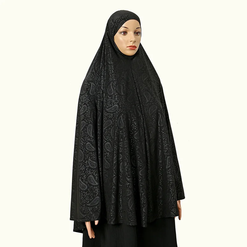 Bequemer Einteiler-Hijab mit elegantem Paisley-Muster – Ideal zum Beten & für den Alltag