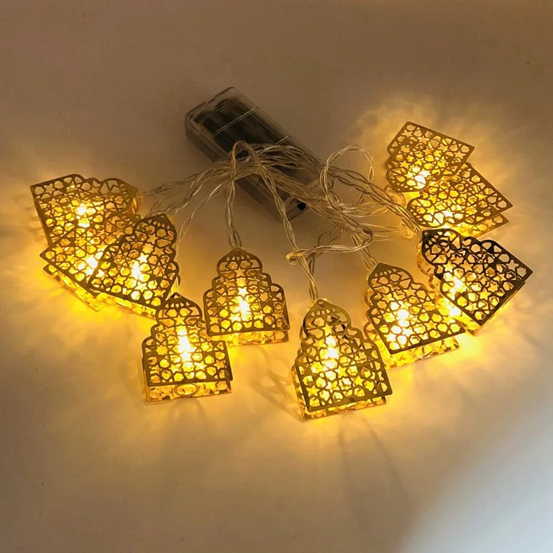 LED Lichterkette – Mond & Laterne Ramadan Dekoration, Warmweiß