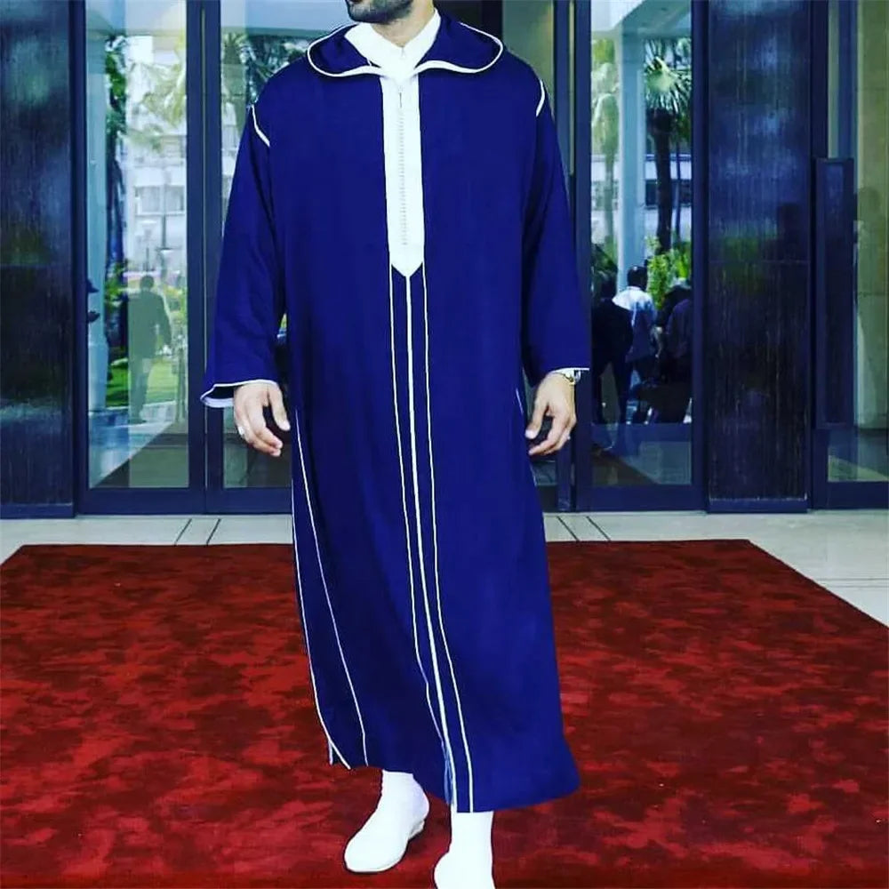 Eleganter Marokkanischer Kaftan für Herren – Lockerer Schnitt mit Traditionellem Stickmuster
