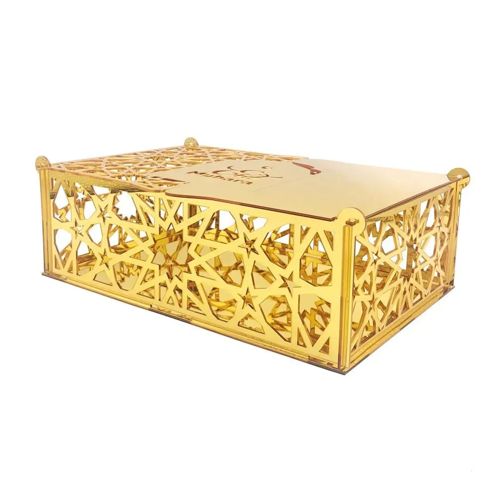 Luxuriöse Goldene Acryl Bonbon- und Aufbewahrungsbox – Elegante Ramadan & Festtagsdekoration