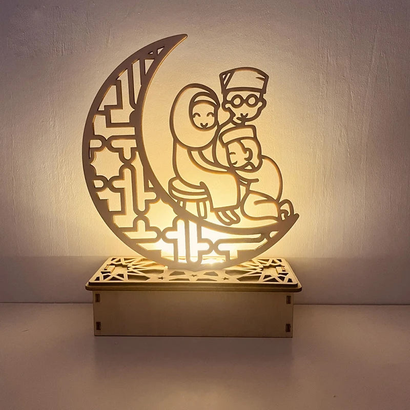 Wooden LED Lamp – Islamic Ramadan & Eid Table Ornament