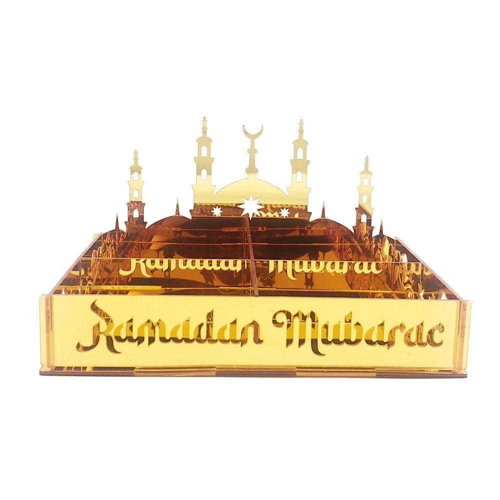 Luxuriöse Goldene Acryl Bonbon- und Aufbewahrungsbox – Elegante Ramadan & Festtagsdekoration