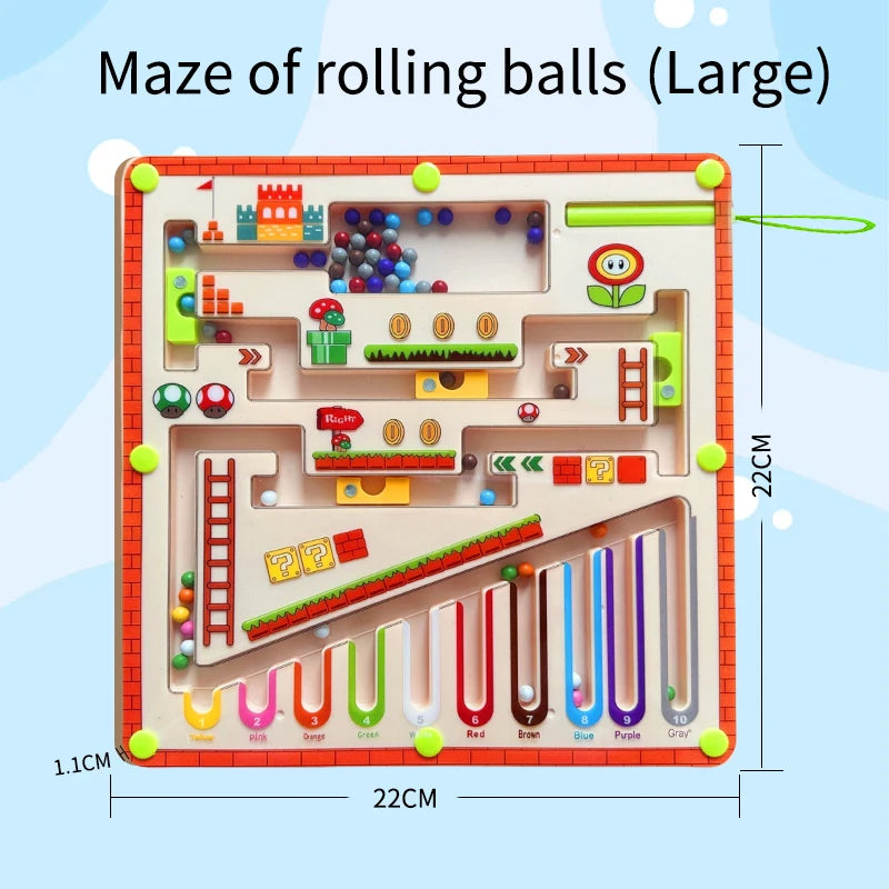 Magnetisches Kugellabyrinth aus Holz – Lern- und Geschicklichkeitsspiel für Kinder