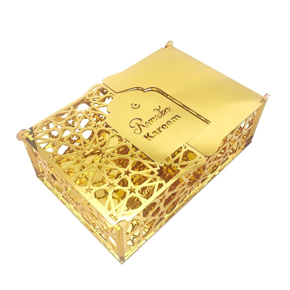 Luxuriöse Goldene Acryl Bonbon- und Aufbewahrungsbox – Elegante Ramadan & Festtagsdekoration