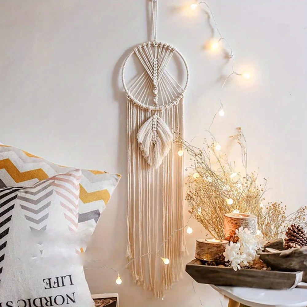 Boho Wandbehang aus Baumwolle – Handgefertigter Makramee Traumfänger