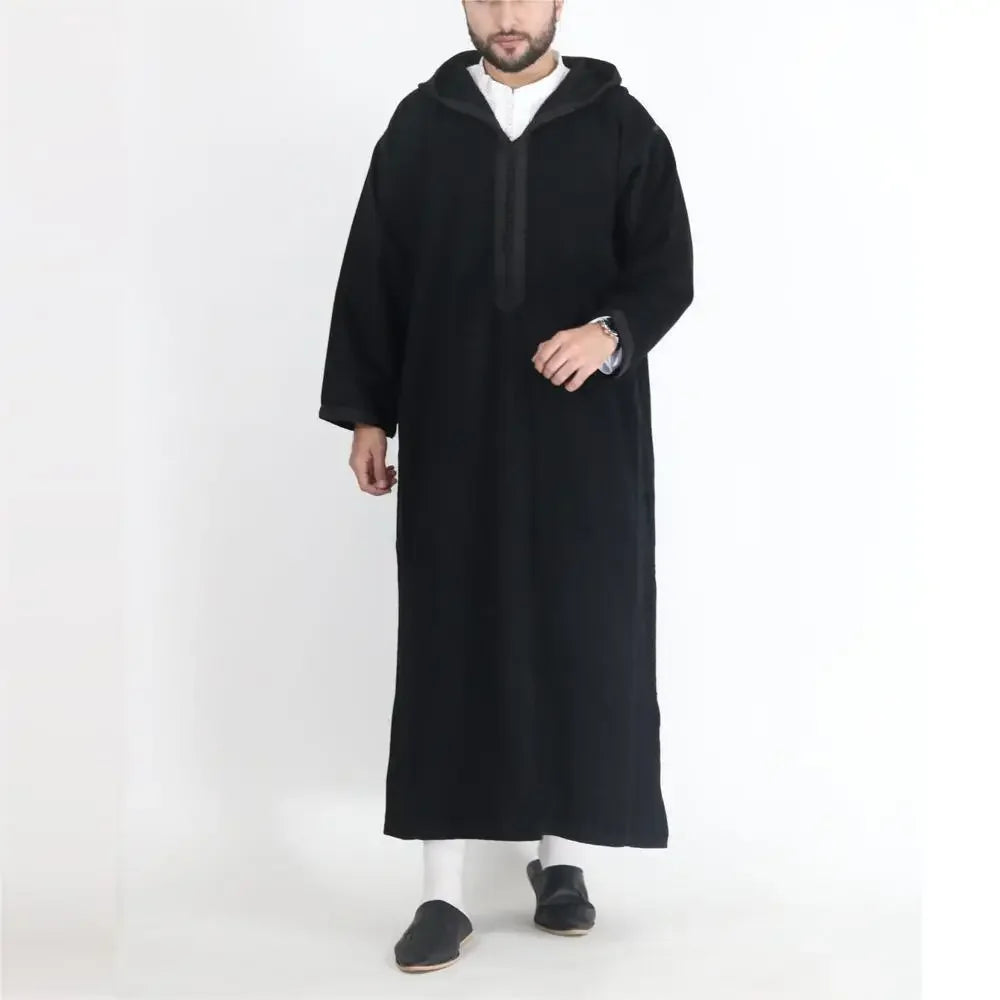 Eleganter Marokkanischer Kaftan für Herren – Lockerer Schnitt mit Traditionellem Stickmuster