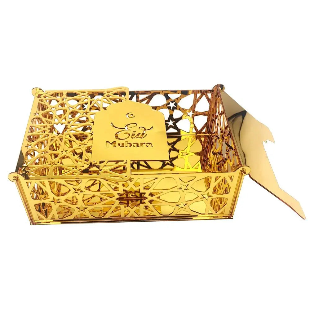 Luxuriöse Goldene Acryl Bonbon- und Aufbewahrungsbox – Elegante Ramadan & Festtagsdekoration