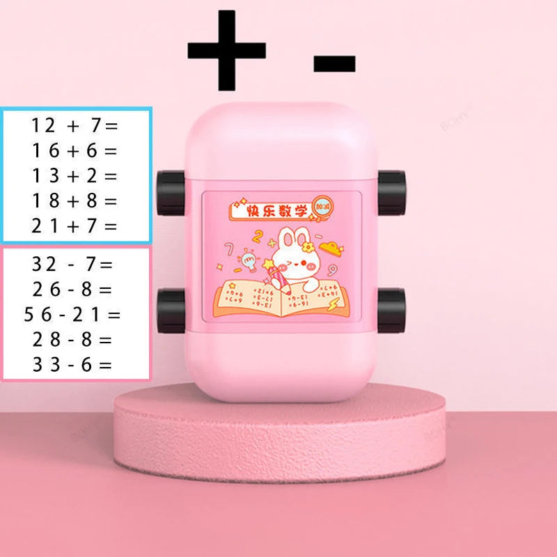 2-in-1 Mathe-Lernstempel für Kinder – Addieren & Subtrahieren mit Rollendesign