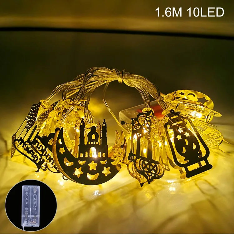 LED Lichterkette – Mond & Laterne Ramadan Dekoration, Warmweiß
