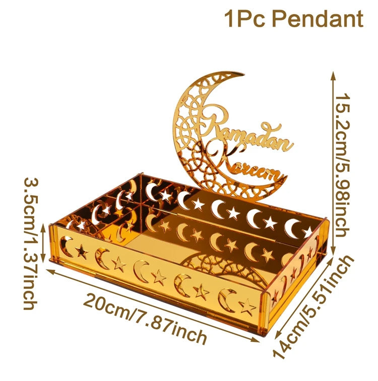 Elegant Eid & Ramadan Tray – Acrylic Decor Plate for Table Centerpieces