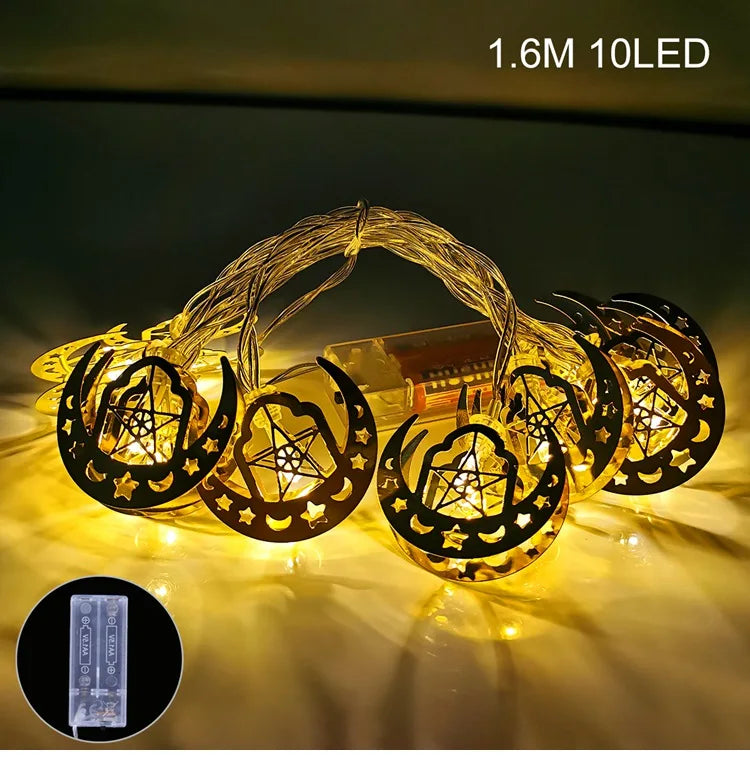 LED Lichterkette – Mond & Laterne Ramadan Dekoration, Warmweiß
