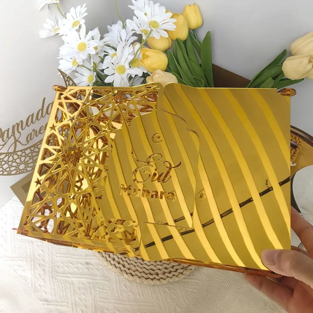 Luxuriöse Goldene Acryl Bonbon- und Aufbewahrungsbox – Elegante Ramadan & Festtagsdekoration