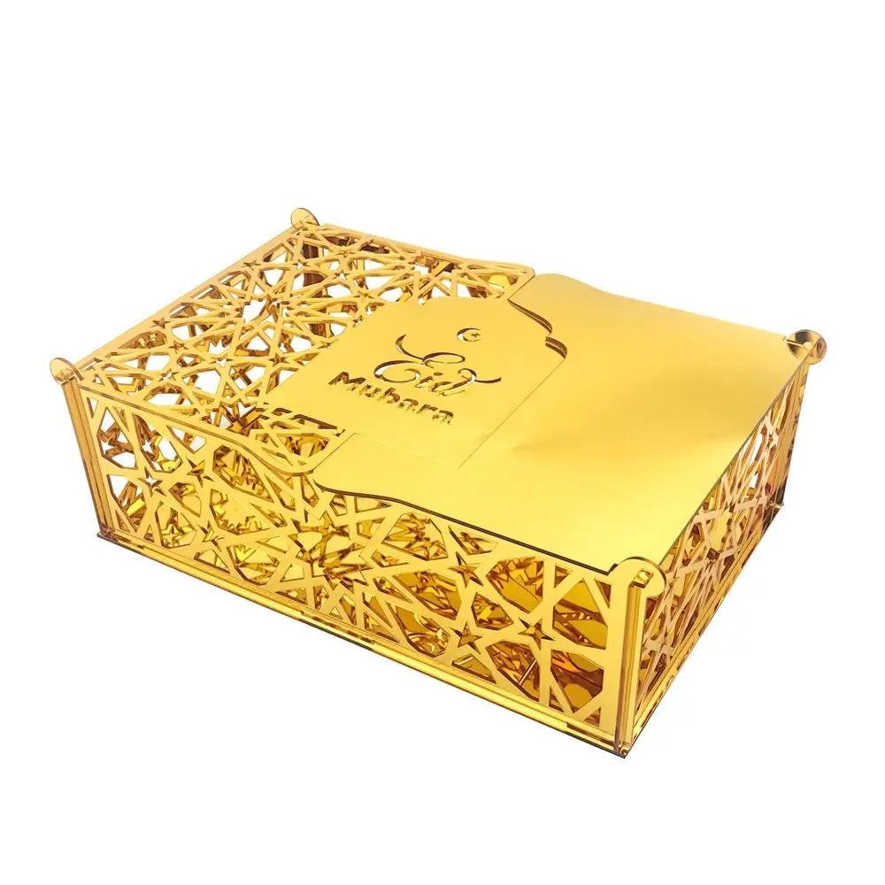 Luxuriöse Goldene Acryl Bonbon- und Aufbewahrungsbox – Elegante Ramadan & Festtagsdekoration