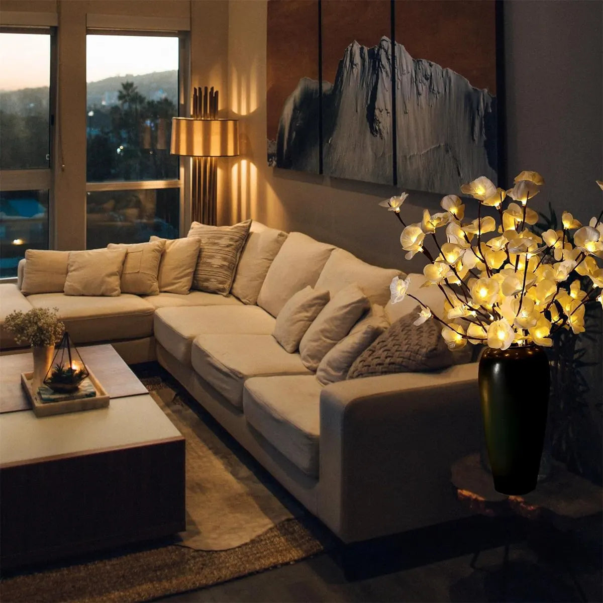 LED Orchideen-Blumenlicht – Weiße Phalaenopsis – 20–50 LEDs – Batteriebetrieben
