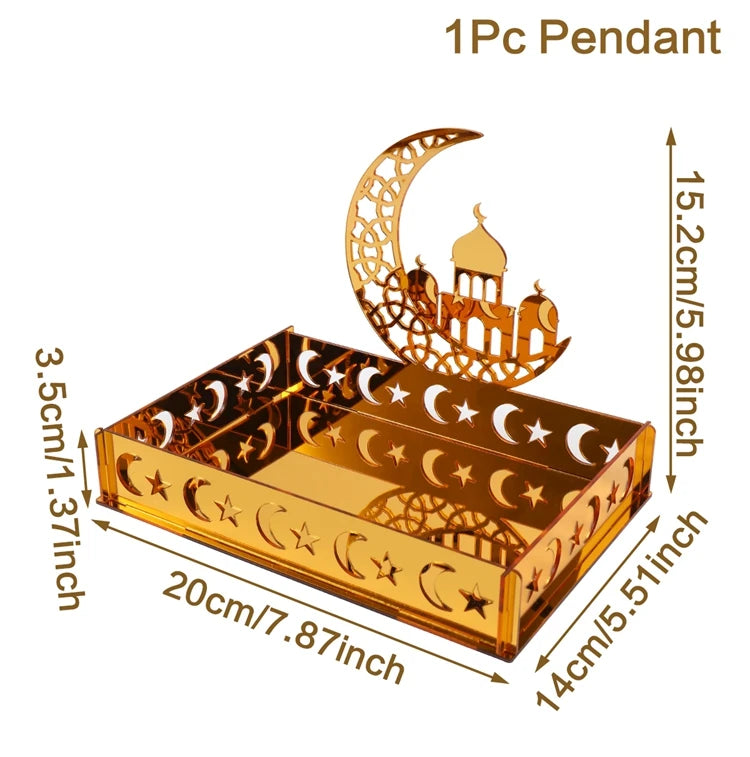 Elegant Eid & Ramadan Tray – Acrylic Decor Plate for Table Centerpieces