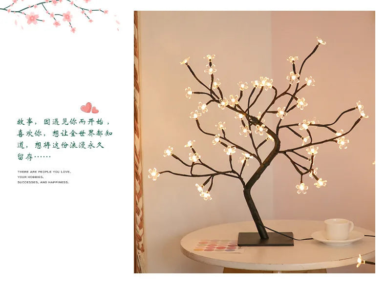 LED Kirschblüten-Baum Lampe – Warmweiß – 24/36/48 LEDs – USB & Batteriebetrieb