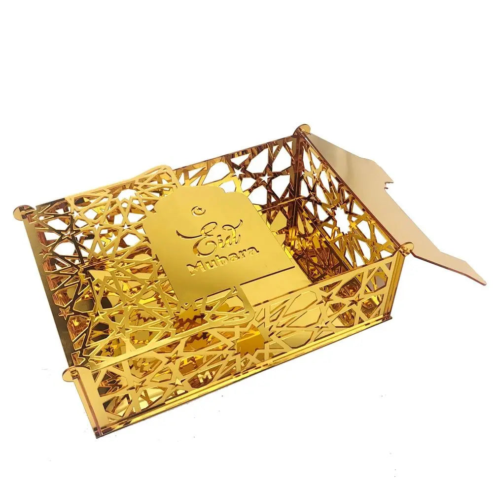 Luxuriöse Goldene Acryl Bonbon- und Aufbewahrungsbox – Elegante Ramadan & Festtagsdekoration