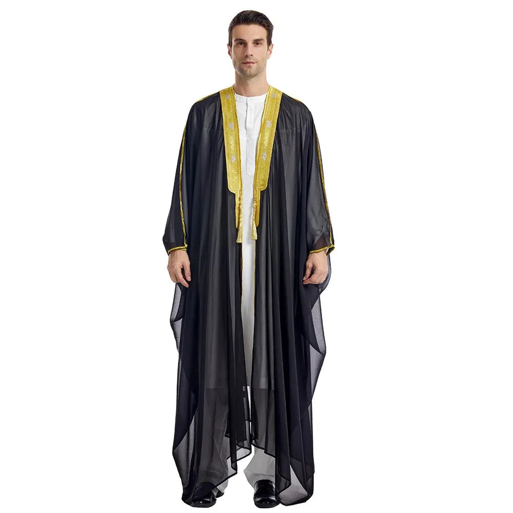 Traditionelle Arabische Männer-Bisht – Leichtes, Elegantes Übergewand mit Goldverzierung