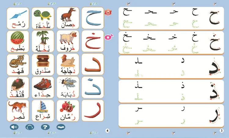 Interaktives Arabisches Lernbuch für Kinder – Buchstaben, Zahlen, Formen, Farben, Mathematik und Berufe – Mit Tonseiten und Touch-Funktion