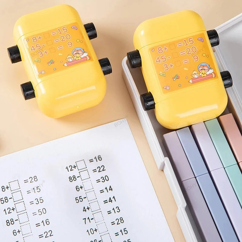2-in-1 Mathe-Lernstempel für Kinder – Addieren & Subtrahieren mit Rollendesign
