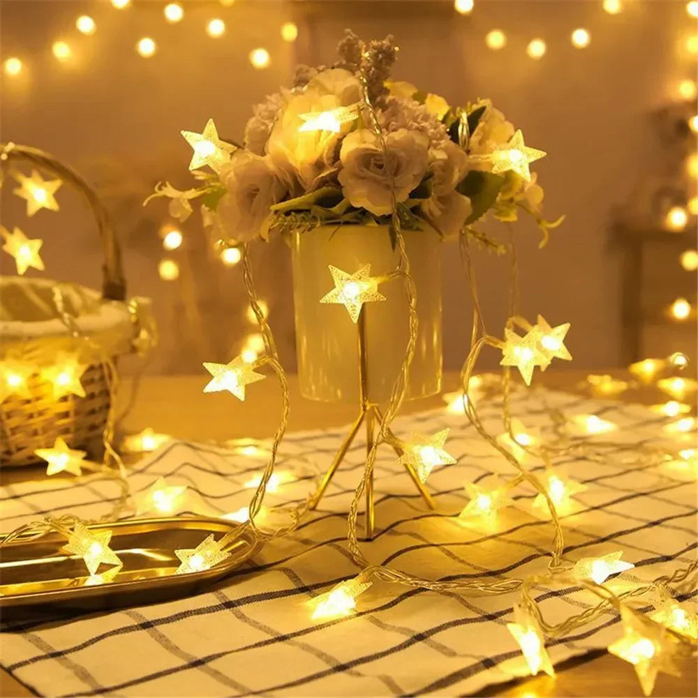 LED Sternen-Lichterkette – Warmweiß oder Bunt